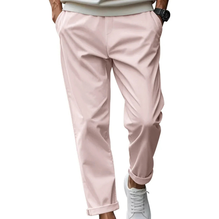 Herr Comfort Fit Byxor - Modernt Casual Design - Rosa