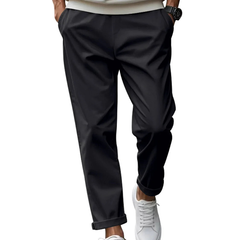 Herr Comfort Fit Byxor - Modernt Casual Design - Svart
