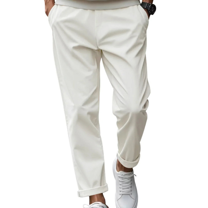 Herr Comfort Fit Byxor - Modernt Casual Design - Vit