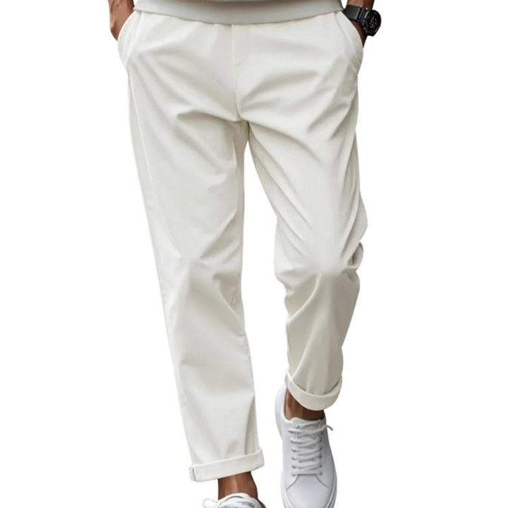 Herr Comfort Fit Byxor - Modernt Casual Design - Vit