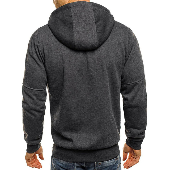 Herr Dragkedja Hoodie med Kontrastdetaljer - Klassisk Stil