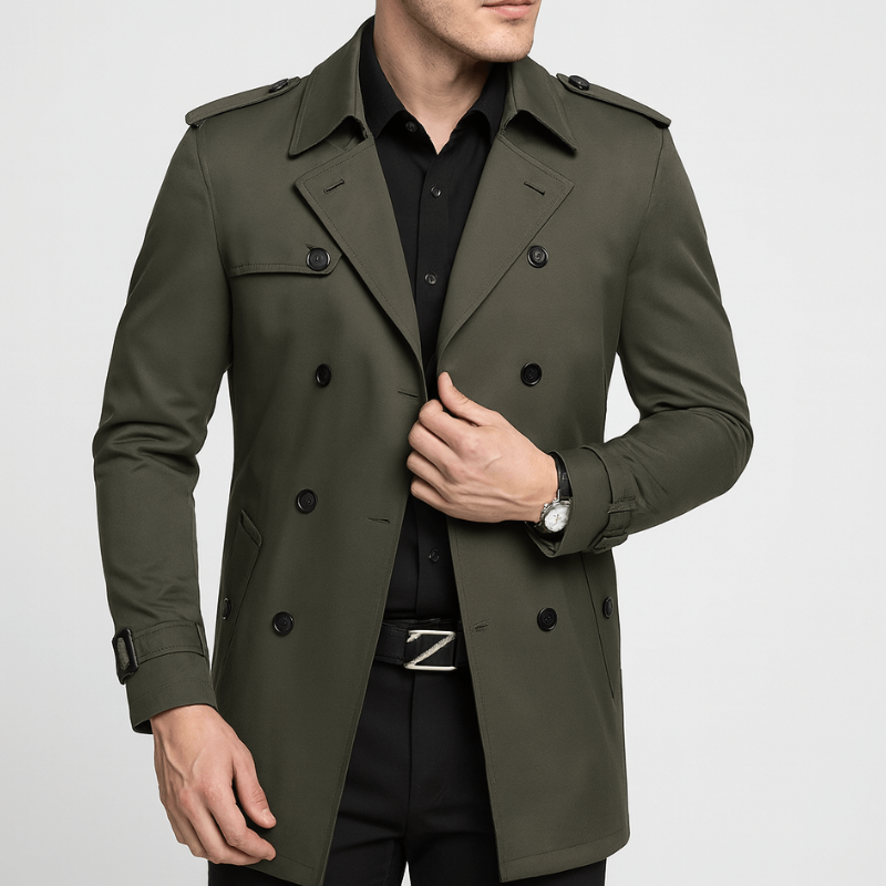 Herr Dubbelknäppt Trenchcoat - Klassisk Affärsstil