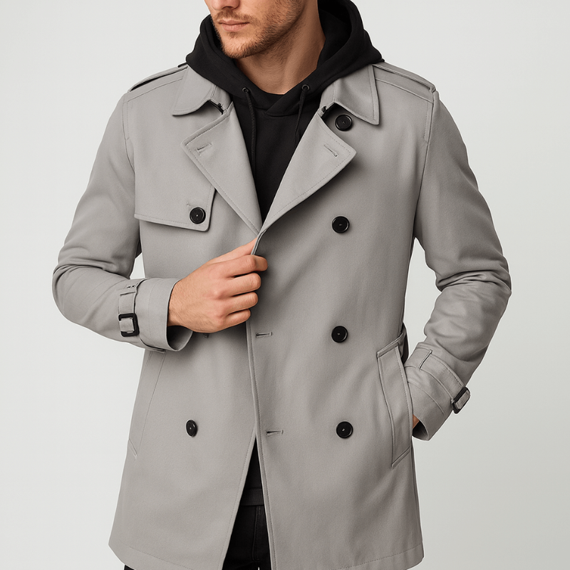 Herr Dubbelknäppt Trenchcoat - Klassisk Höstjacka