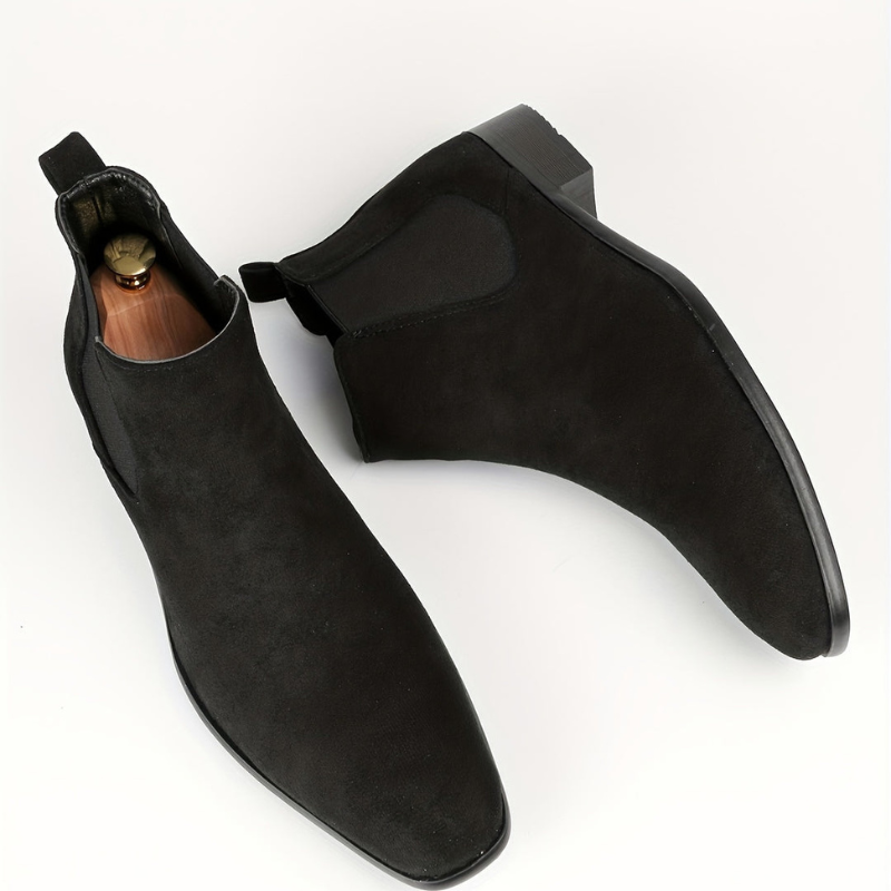 Herr Elastiska Ankelskor - Slip-On med Antislip Sula - Svart