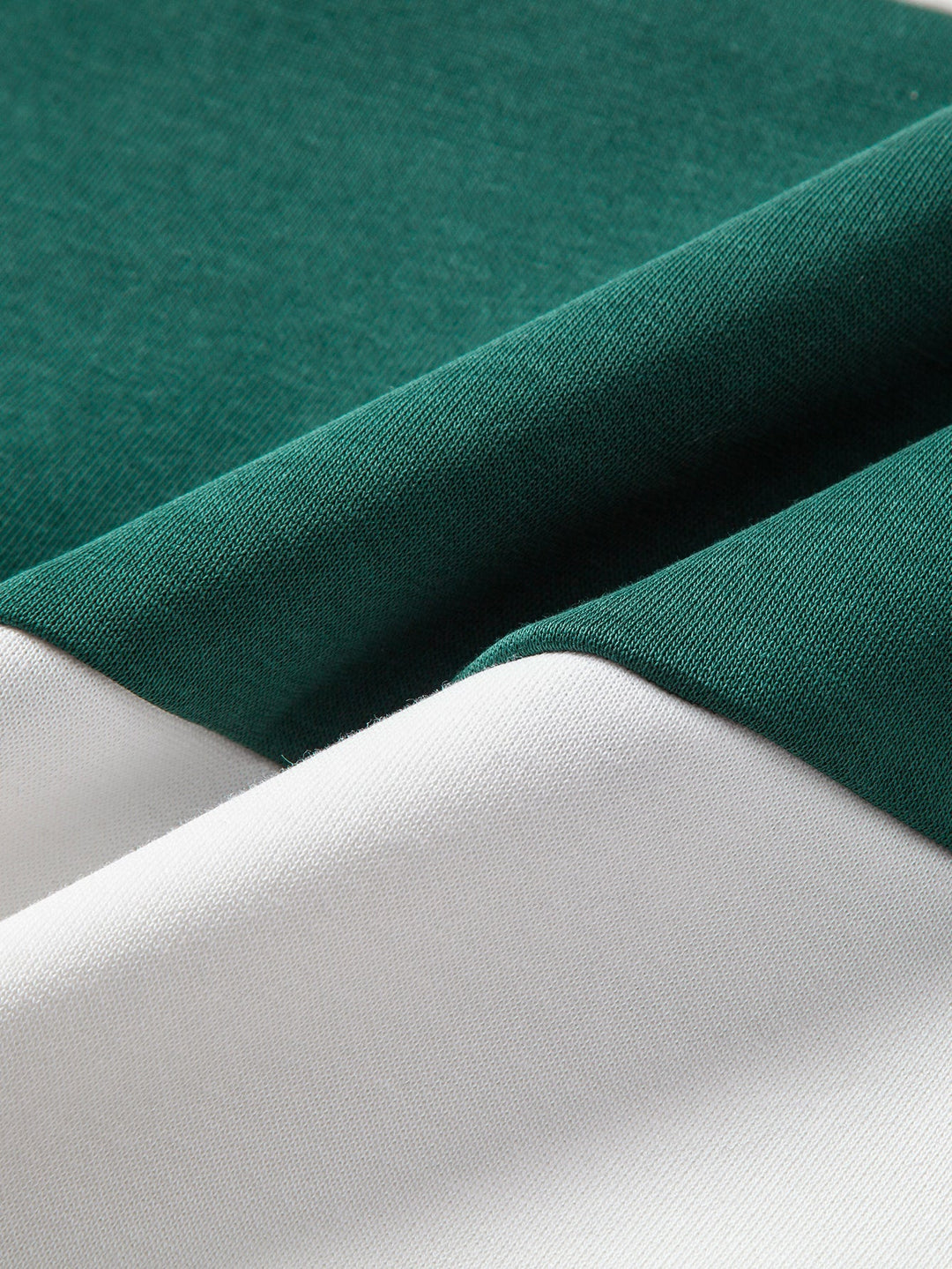 Herr Färgblock Polokrage Sweatshirt – Avslappnad Passform