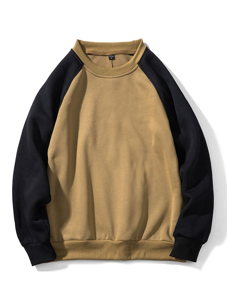 Herr Färgblock Raglan Sweatshirt – Avslappnad Passform - Khaki