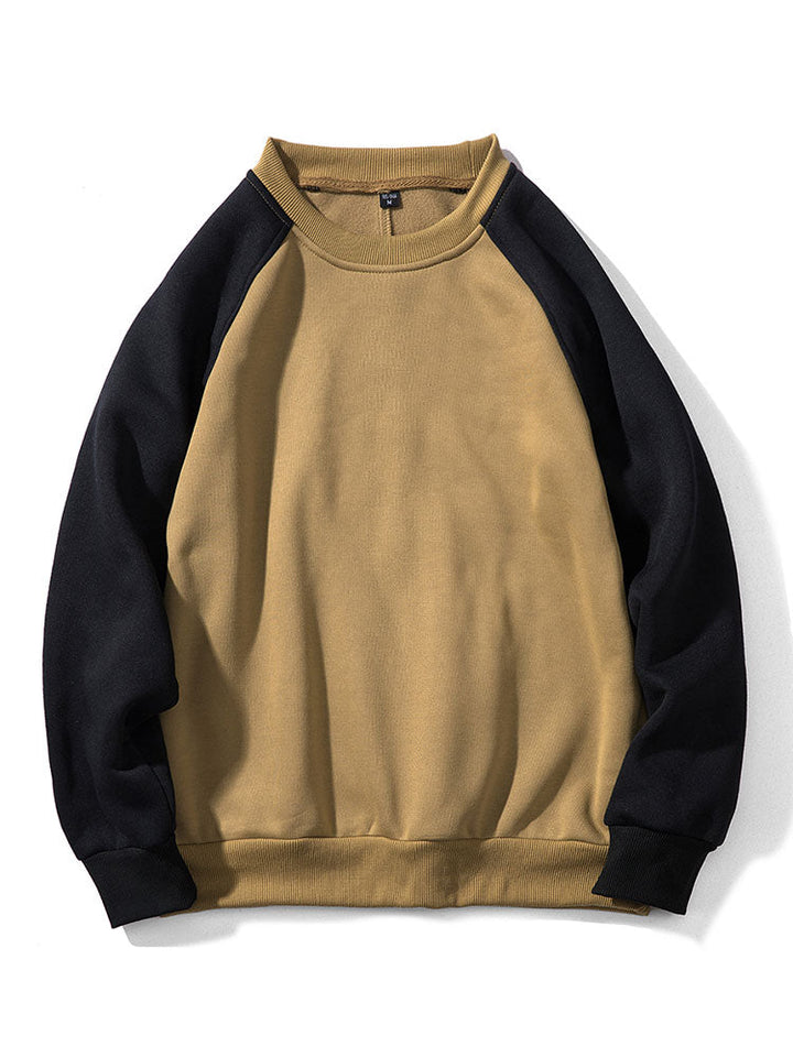 Herr Färgblock Raglan Sweatshirt – Avslappnad Passform - Khaki