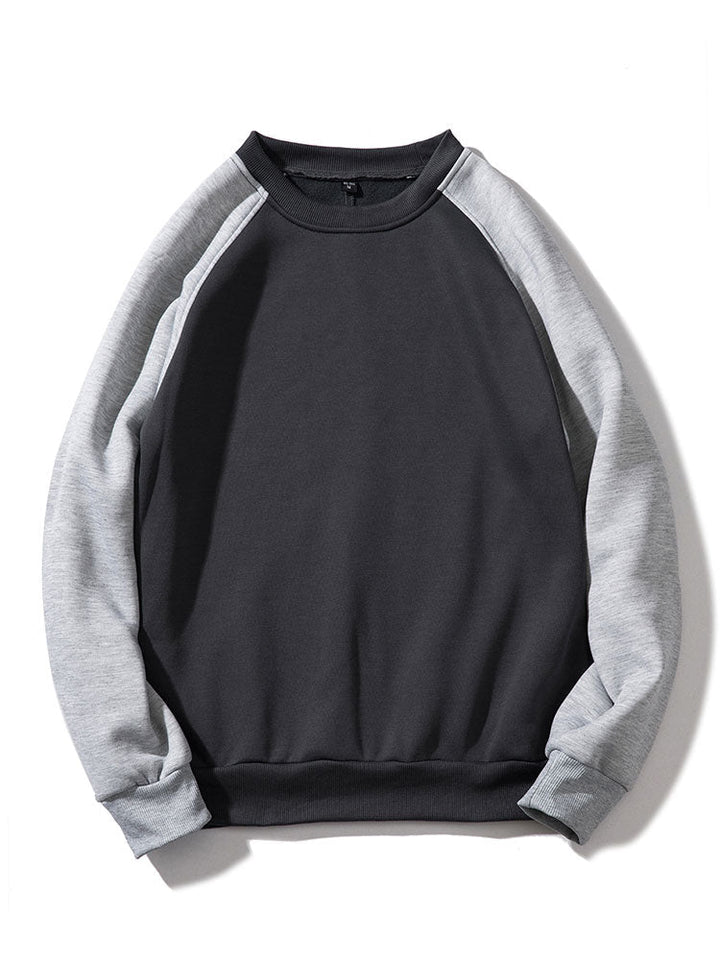 Herr Färgblock Raglan Sweatshirt – Avslappnad Passform - Ljusgrå/Svart