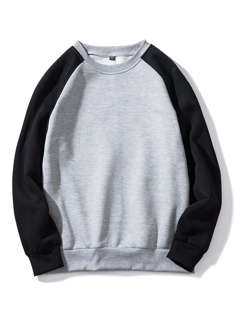 Herr Färgblock Raglan Sweatshirt – Avslappnad Passform - Svart/Grå