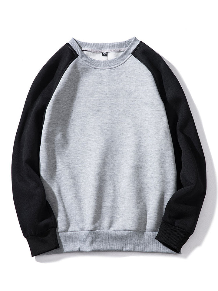 Herr Färgblock Raglan Sweatshirt – Avslappnad Passform - Svart/Grå