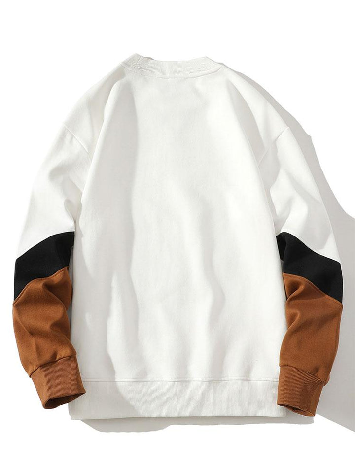 Herr Färgblock Sweatshirt - Avslappnad Passform