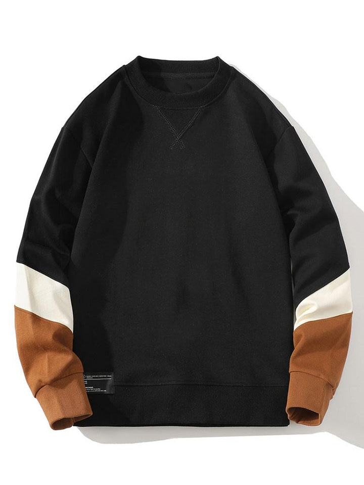 Herr Färgblock Sweatshirt in svart, Avslappnad Passform