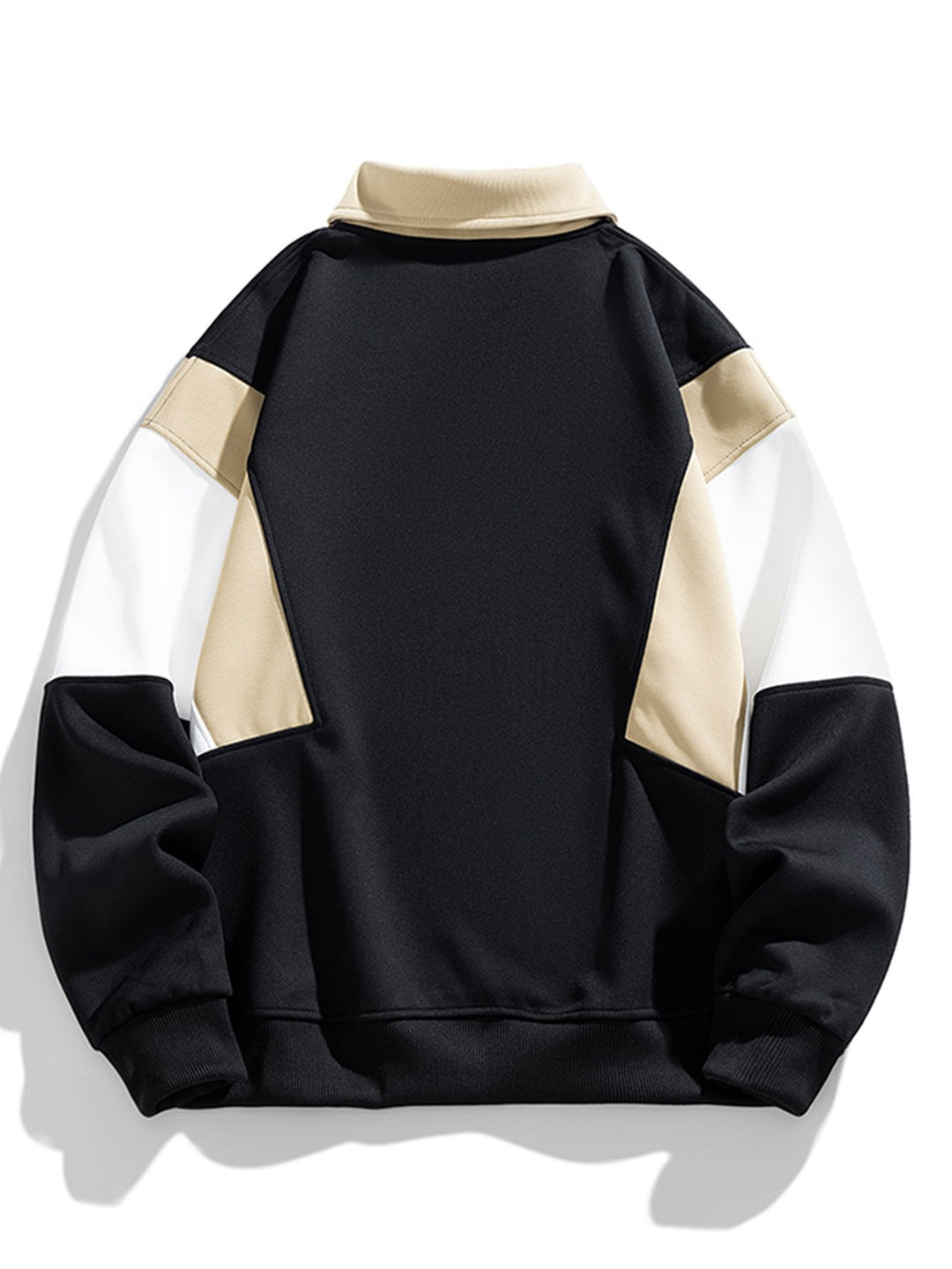 Herr Färgblockerad Polokrage Sweatshirt – Avslappnad Passform