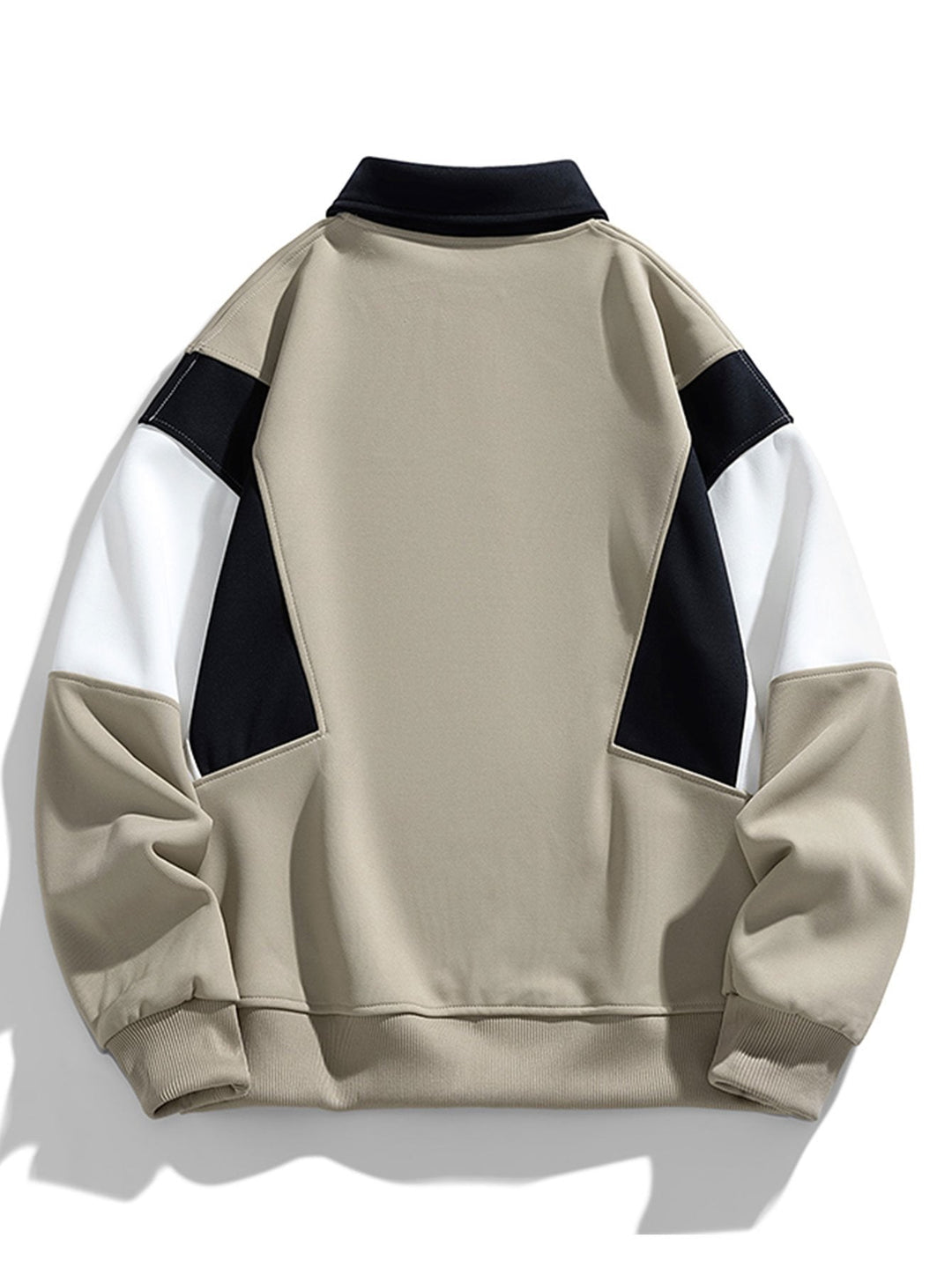 Herr Färgblockerad Polokrage Sweatshirt – Avslappnad Passform