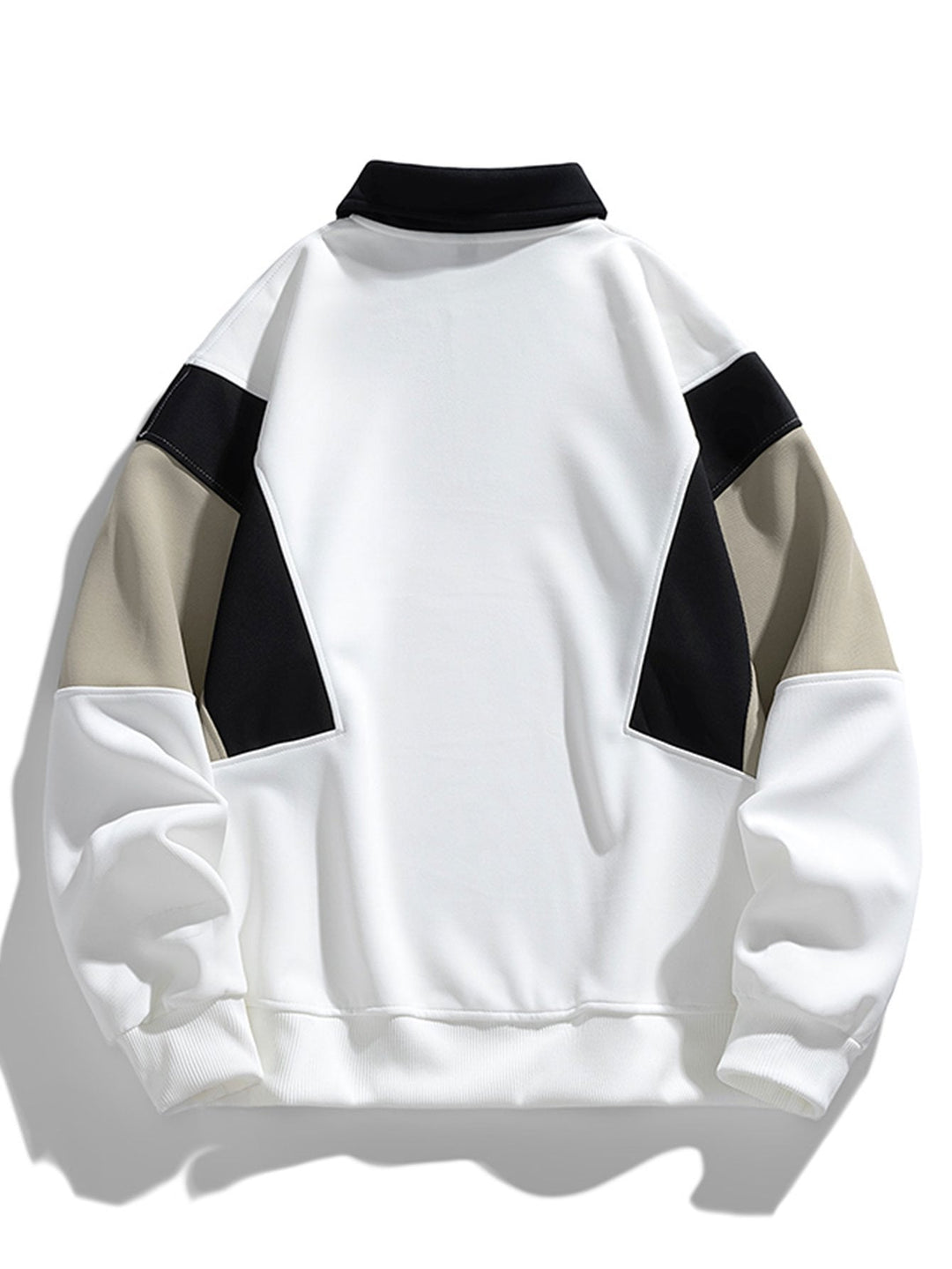 Herr Färgblockerad Polokrage Sweatshirt – Avslappnad Passform
