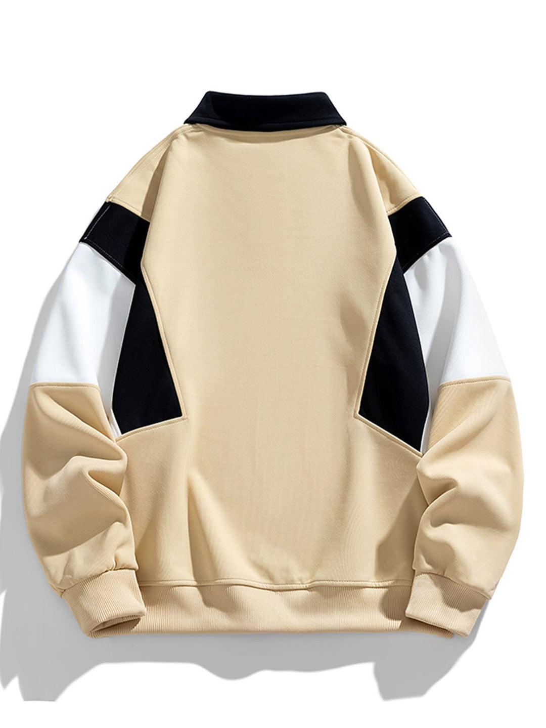 Herr Färgblockerad Polokrage Sweatshirt – Avslappnad Passform