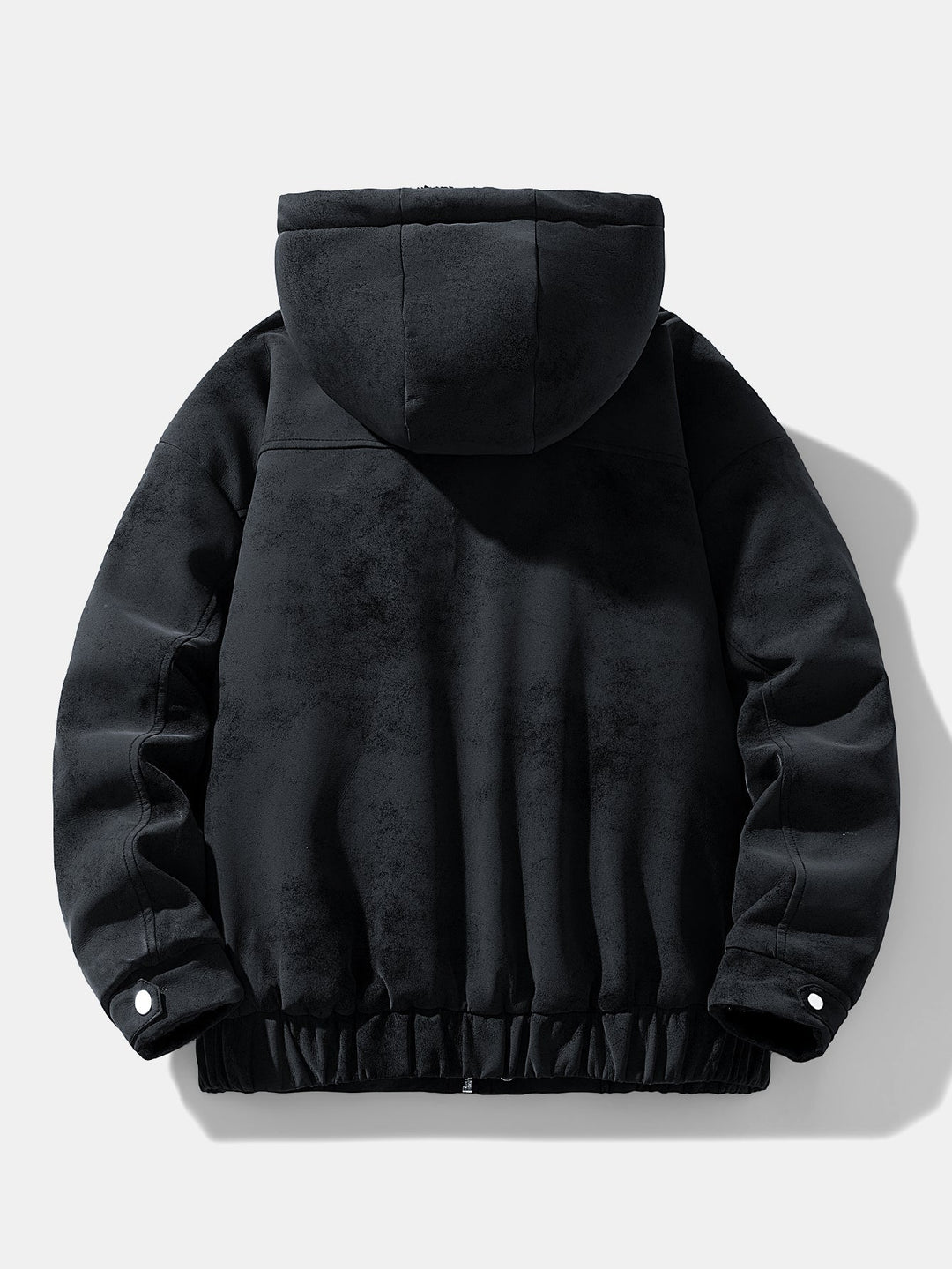 Herr Faux Suede Hoodie Jacka - Mysig Vinteröverrock