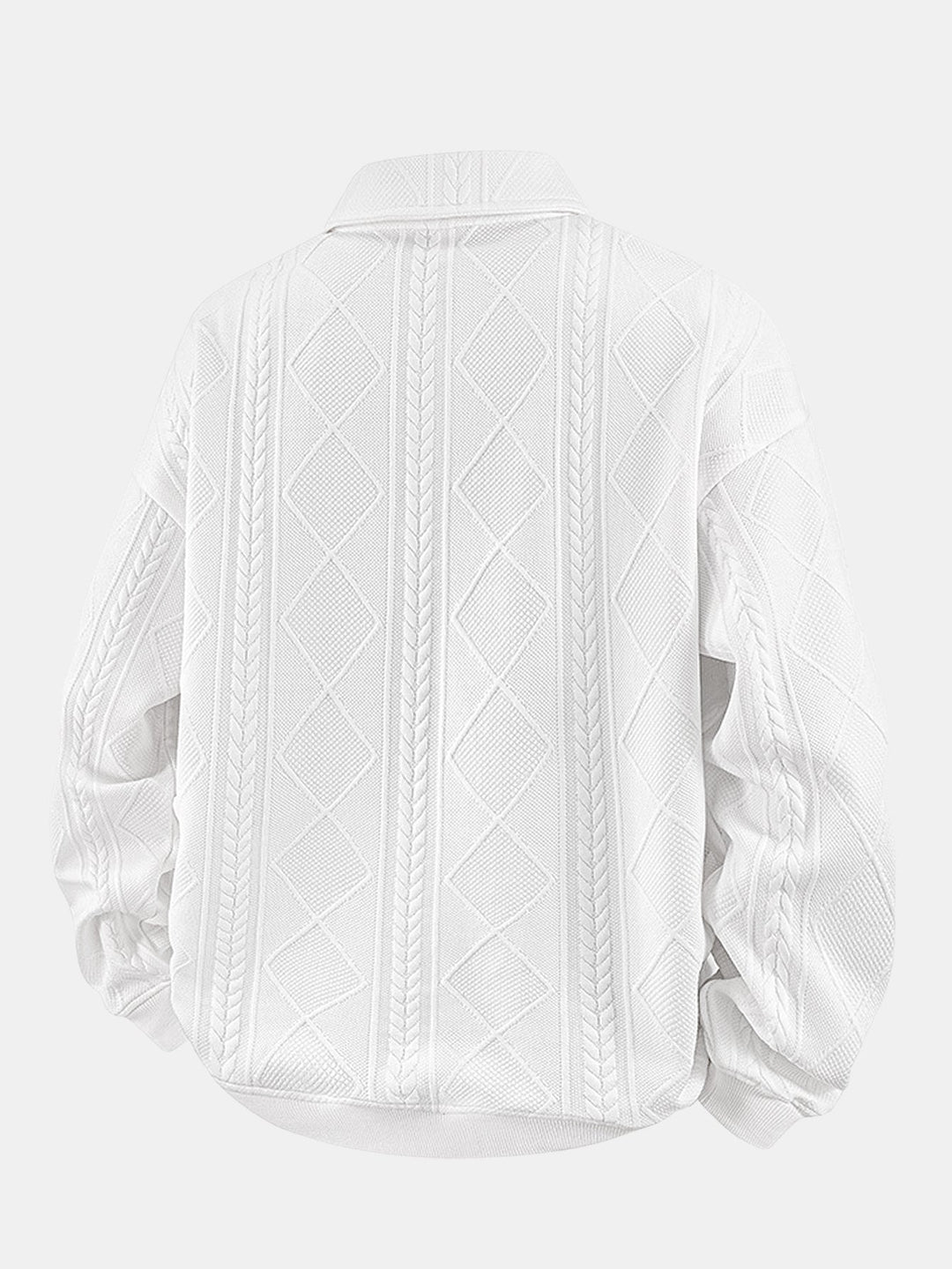 Herr Geometrisk Jacquard Polokrage Sweatshirt - Strukturerad Vardagsst