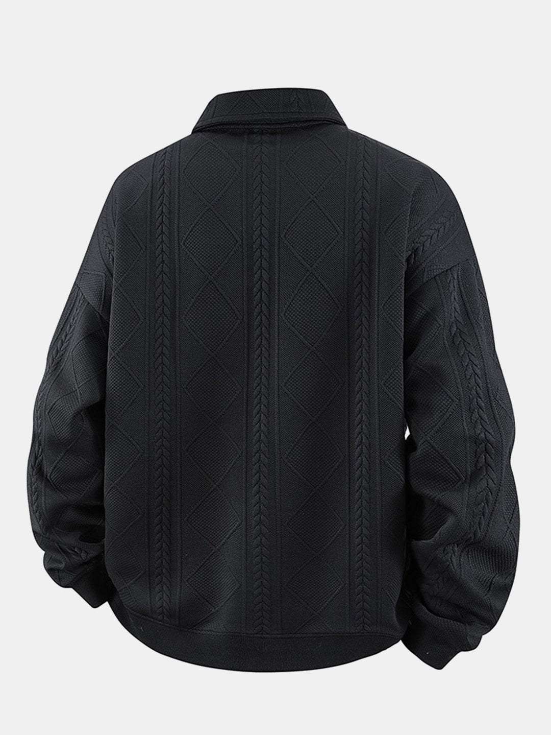 Herr Geometrisk Jacquard Polokrage Sweatshirt - Strukturerad Vardagsst