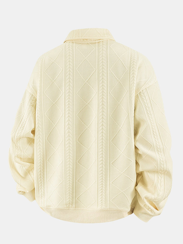 Herr Geometrisk Jacquard Polokrage Sweatshirt - Strukturerad Vardagsst