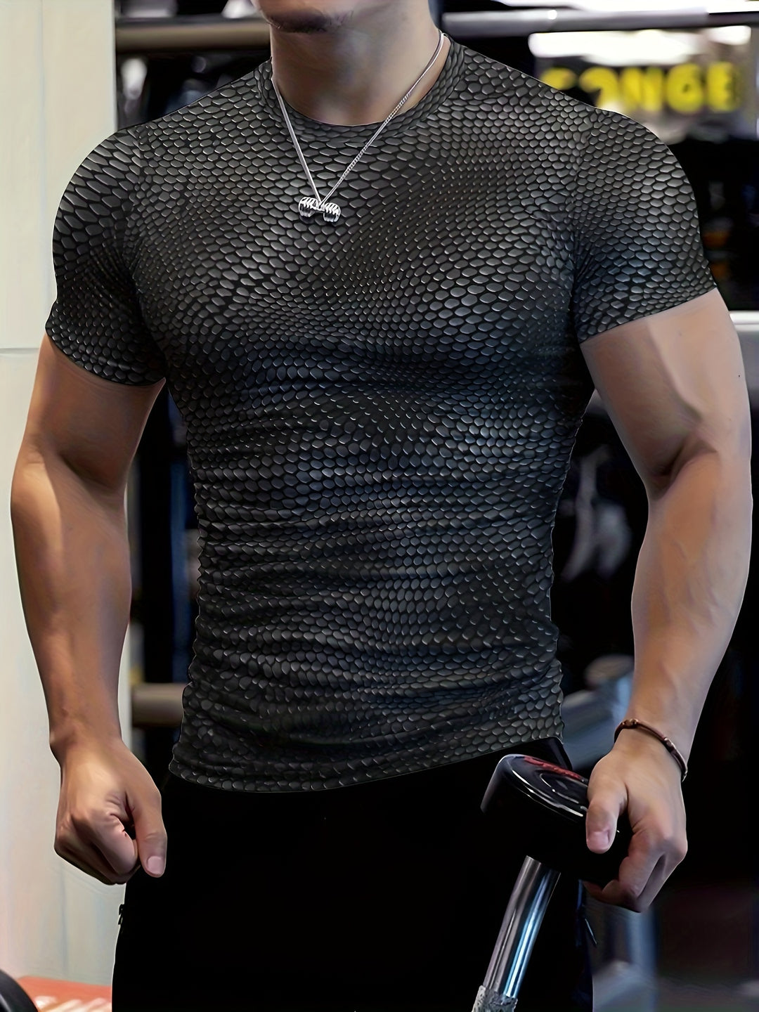 Herr Geometrisk T-shirt - Stretch &amp; Sportiv