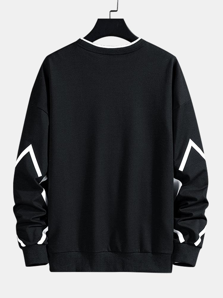 Herr Geometrisk Tryck Sweatshirt – Avslappnad Passform