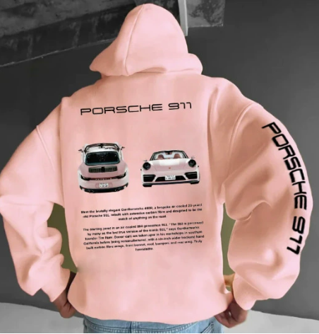 Herr Grafisk Hoodie med Justerbar Huva in rosa 2, Streetwear