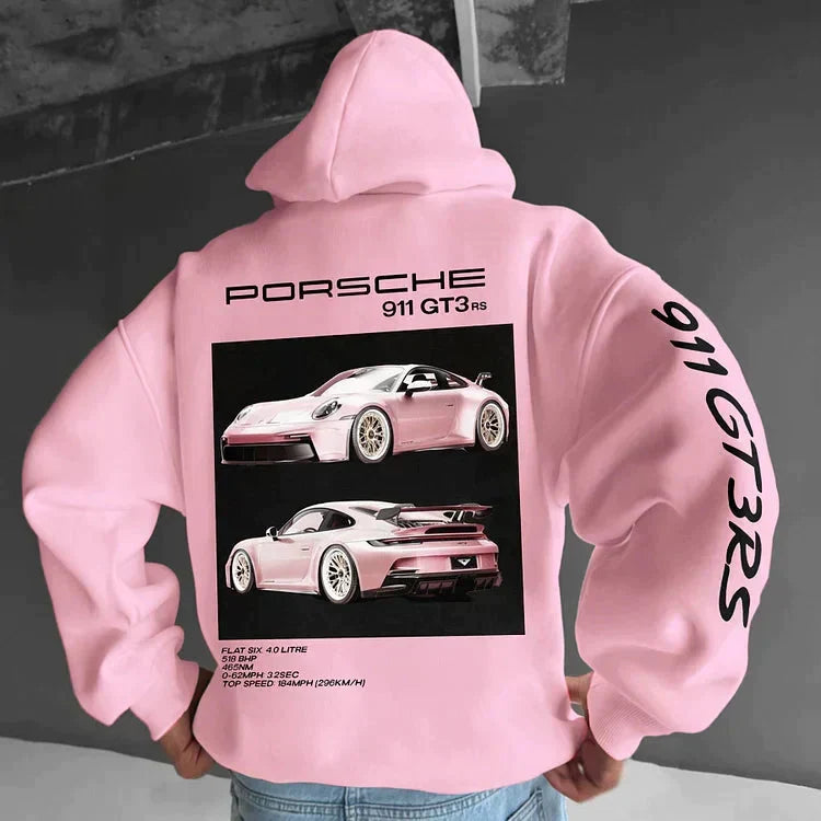 Herr Grafisk Hoodie med Justerbar Huva in rosa, Streetwear