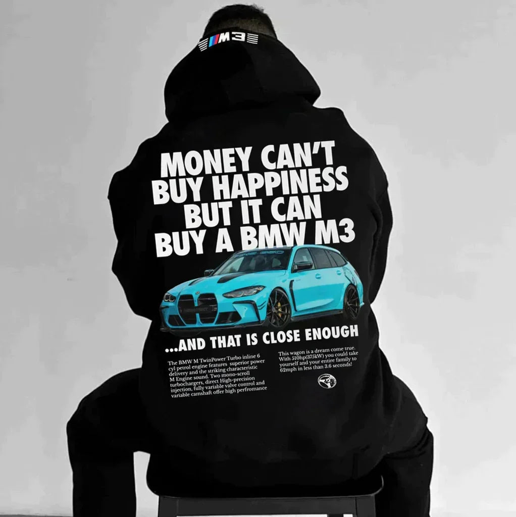 Herr Grafisk Hoodie med Justerbar Huva in svart 2, Streetwear