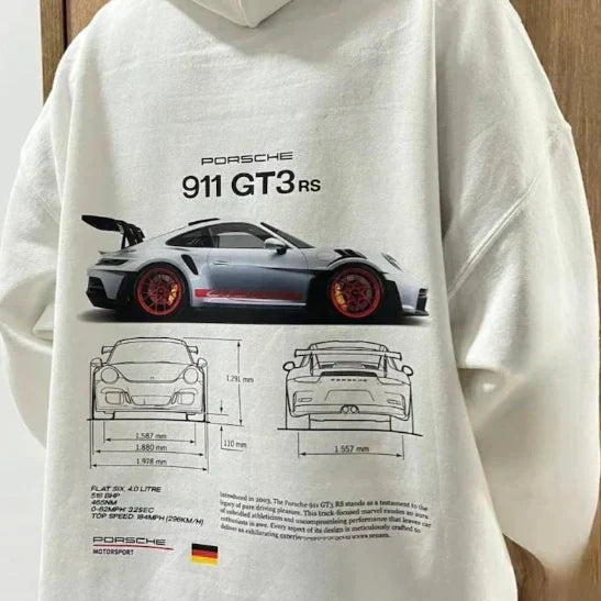 Herr Grafisk Hoodie med Justerbar Huva in vit, Streetwear