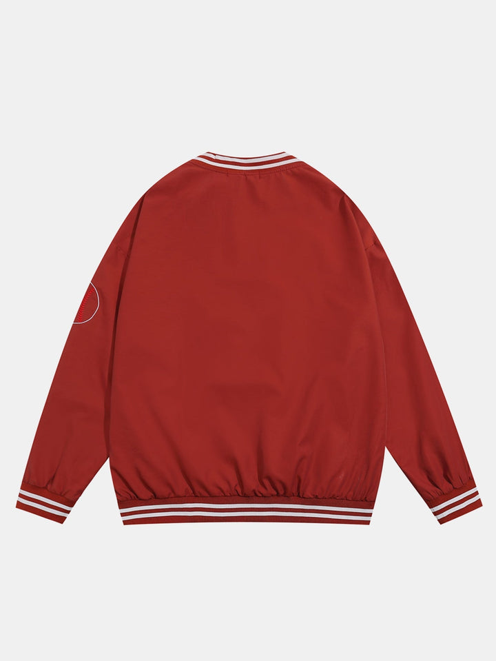 Herr Grafisk V-ringad Baseball Sweatshirt - Oversized Streetwear