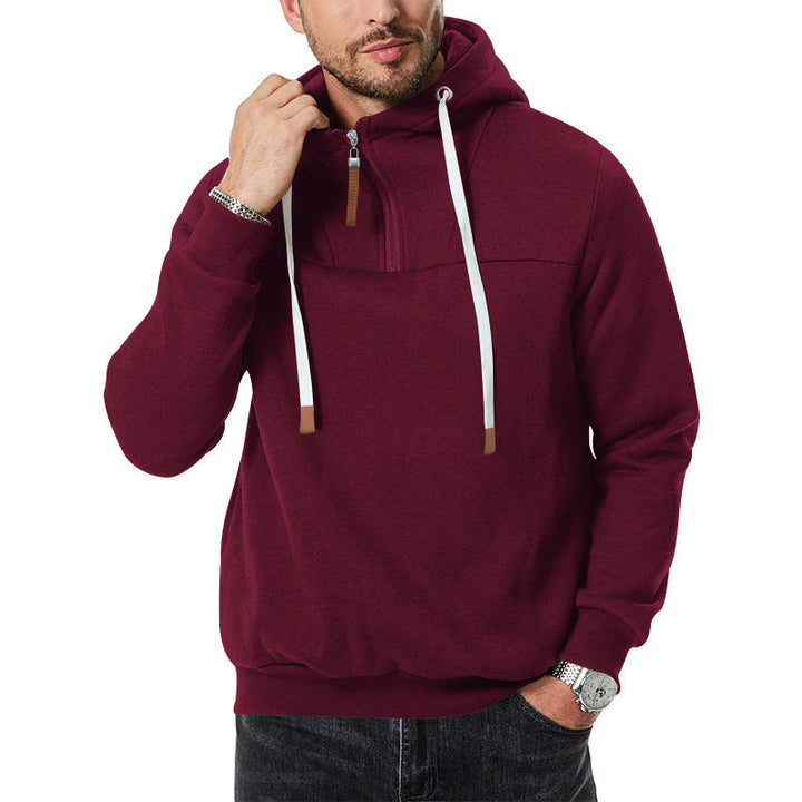Herr Halvblixtad Huva Pullover in bordeaux, Relaxad Passform