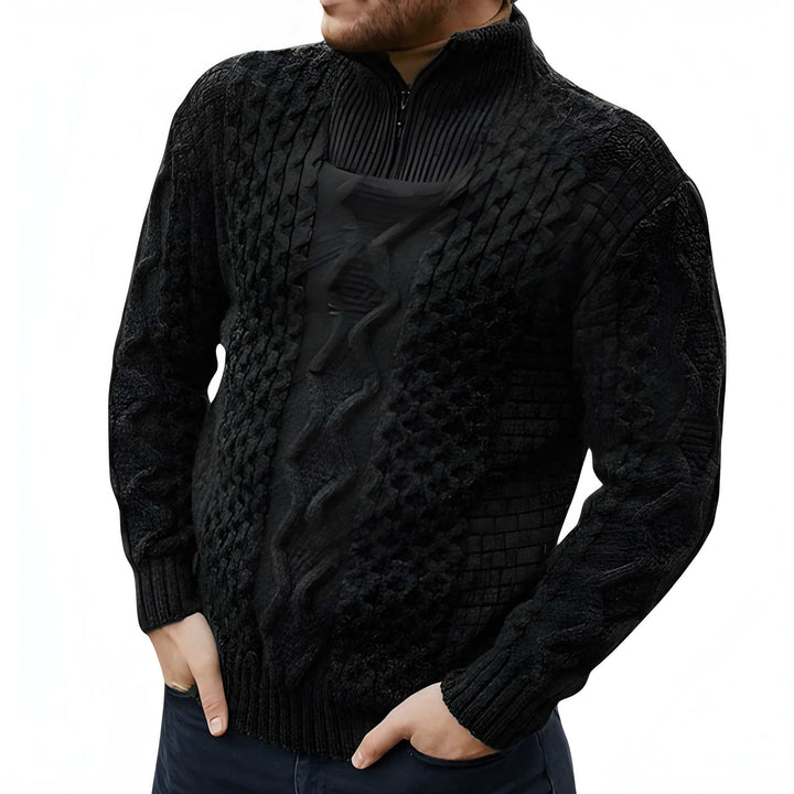 Herr Halvzip Sweatshirt Sportiv Passform - Klassisk Stil - Svart