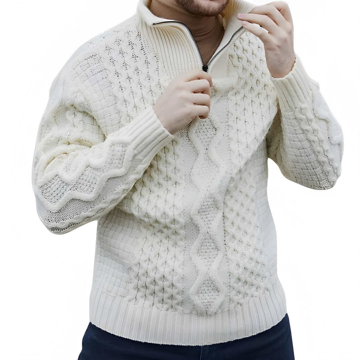 Herr Halvzip Sweatshirt Sportiv Passform - Klassisk Stil - Vit
