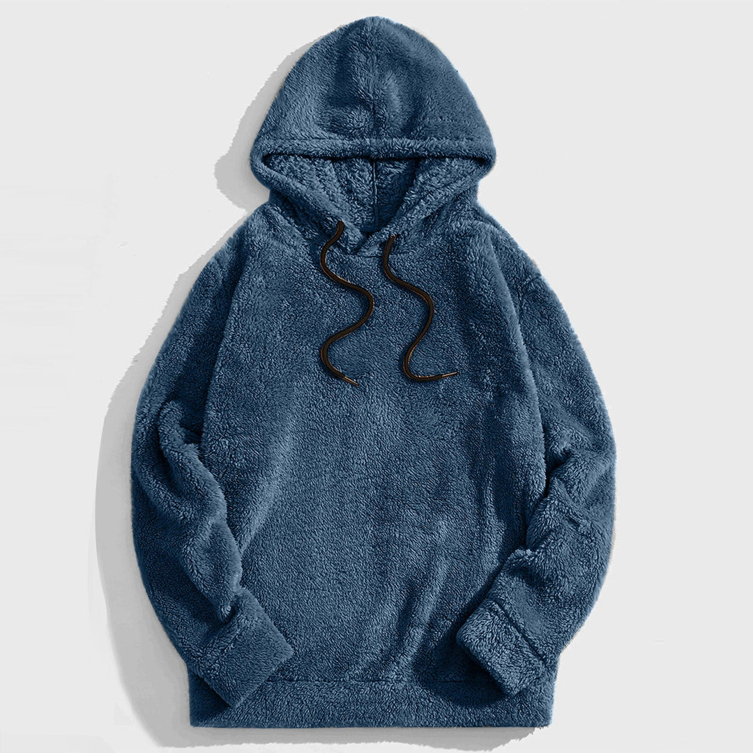 Herr Hoodie Casual - Mjuk Stof med Dragsko - Blå