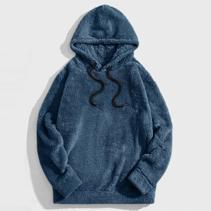 Herr Hoodie Casual - Mjuk Stof med Dragsko - Blå