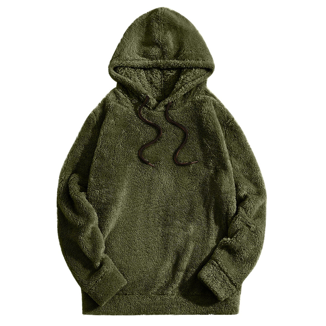 Herr Hoodie Casual - Mjuk Stof med Dragsko - Grön