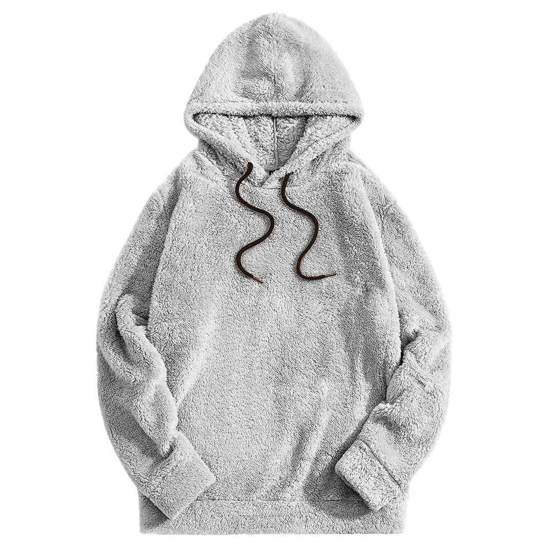 Herr Hoodie Casual - Mjuk Stof med Dragsko - Grå