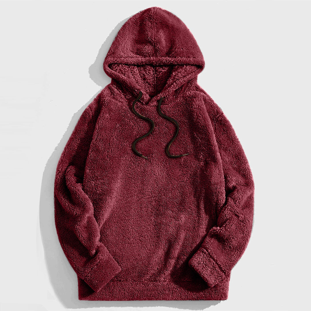 Herr Hoodie Casual - Mjuk Stof med Dragsko - Röd
