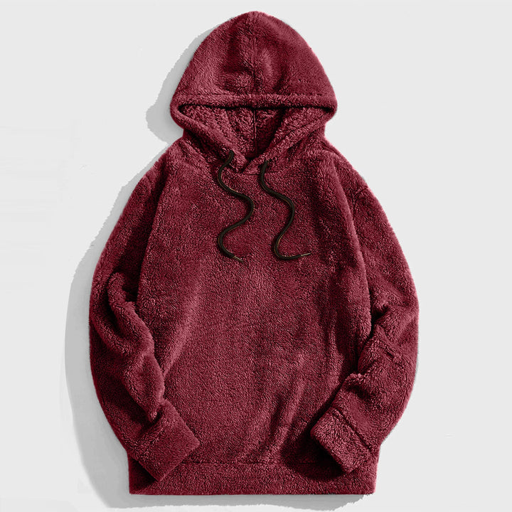 Herr Hoodie Casual - Mjuk Stof med Dragsko - Röd