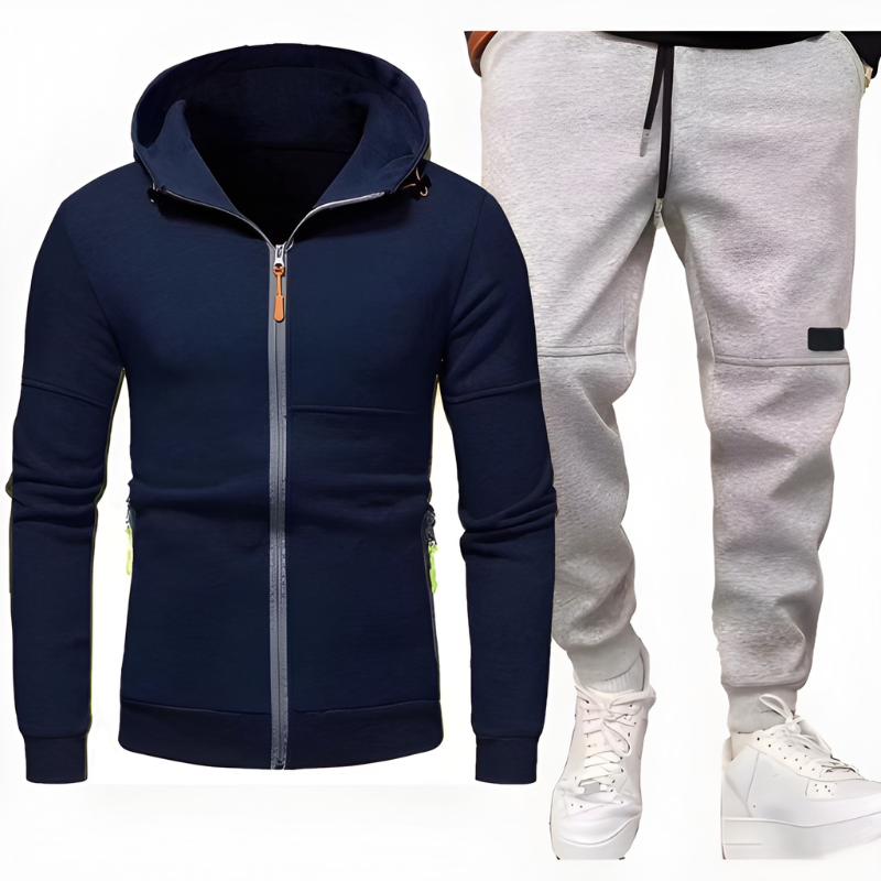 Herr Hoodie &amp; Joggingbroek Set - Varm &amp; Bekväm - Blå
