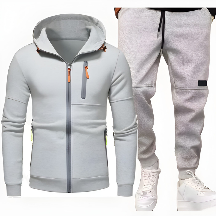 Herr Hoodie &amp; Joggingbroek Set - Varm &amp; Bekväm - Grå