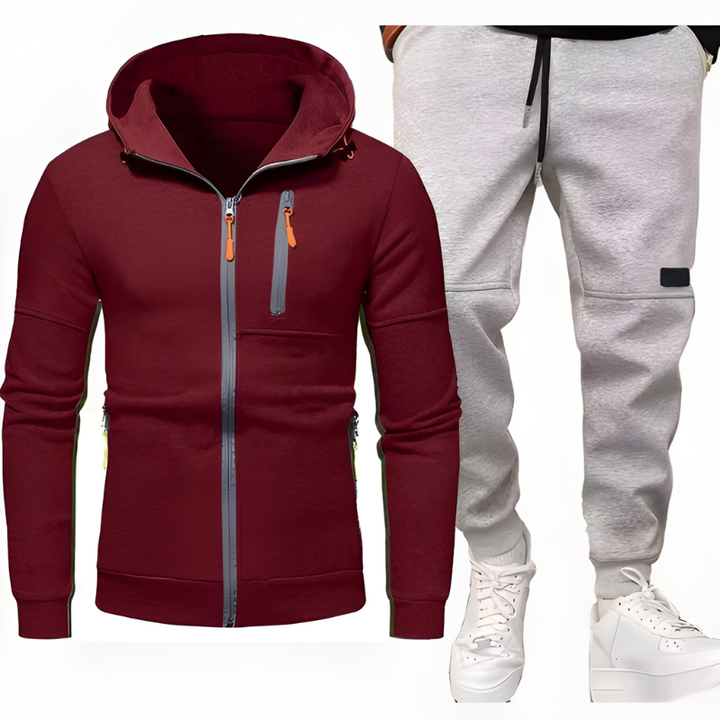 Herr Hoodie &amp; Joggingbroek Set - Varm &amp; Bekväm - Röd
