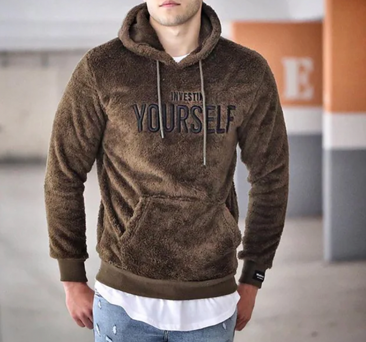 Herr Hoodie med Inspirerande Text - Bekväm Passform - Brun