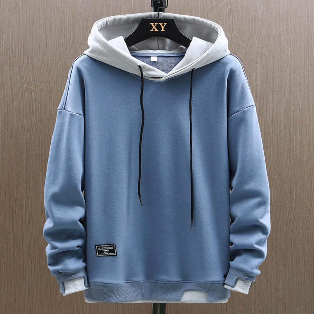 Herr Hoodie Oversized Capuchon - Casual Streetstyle - Blå
