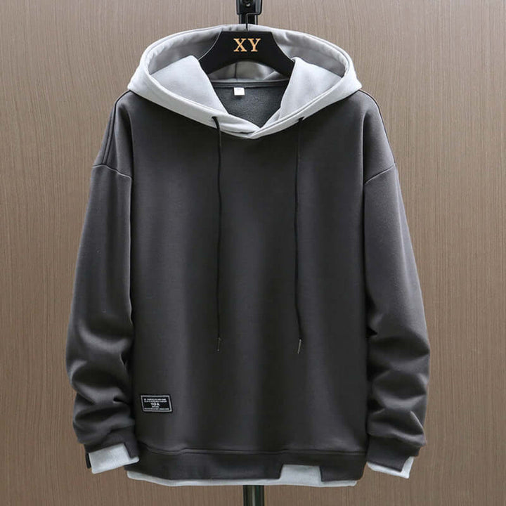 Herr Hoodie Oversized Capuchon - Casual Streetstyle - Grå