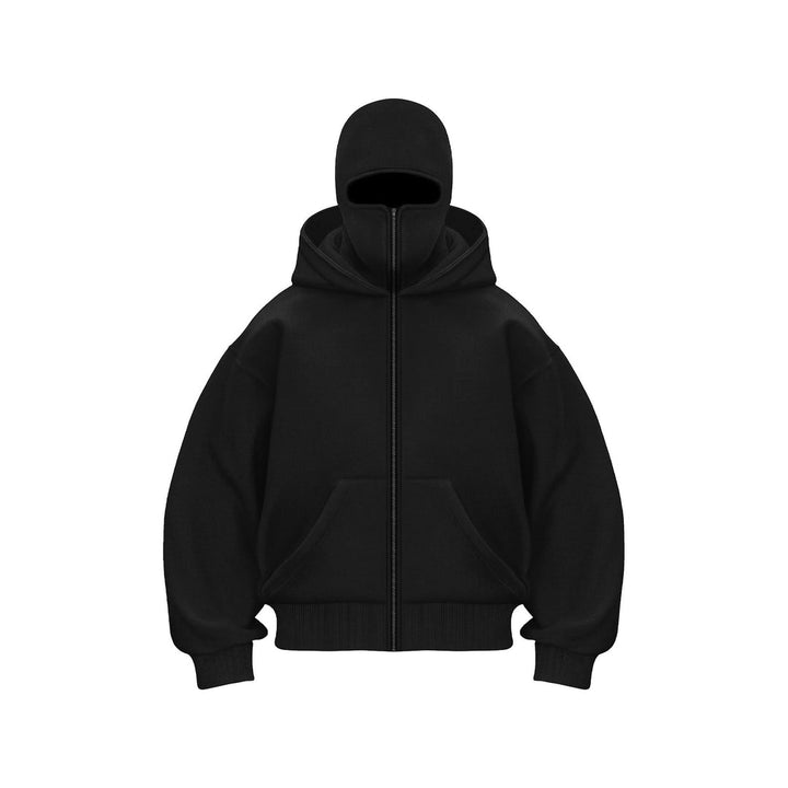 Herr Hoodie Oversized Dragkedja - Streetwear - Svart