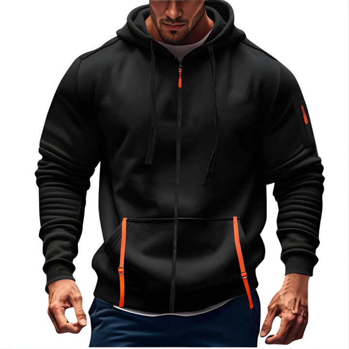Herr Hoodie Sportiv Dragkedja Sweatshirt - Bekväm &amp; Casual - Svart