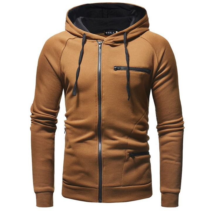 Herr Hoodie Sweatshirt - Varm &amp; Bekväm Casual Jacka - Brun