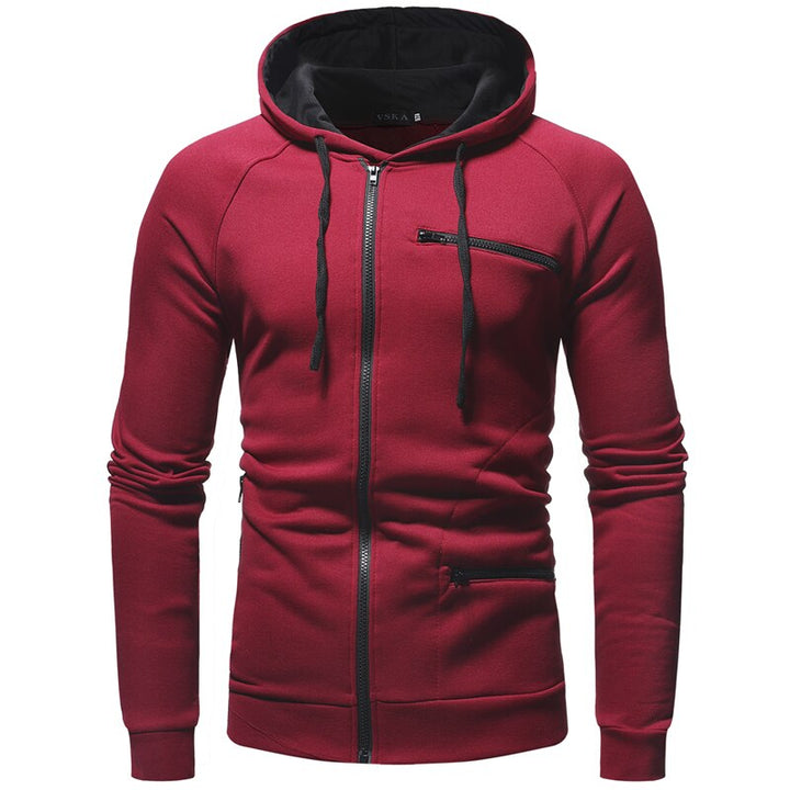 Herr Hoodie Sweatshirt - Varm &amp; Bekväm Casual Jacka - Röd